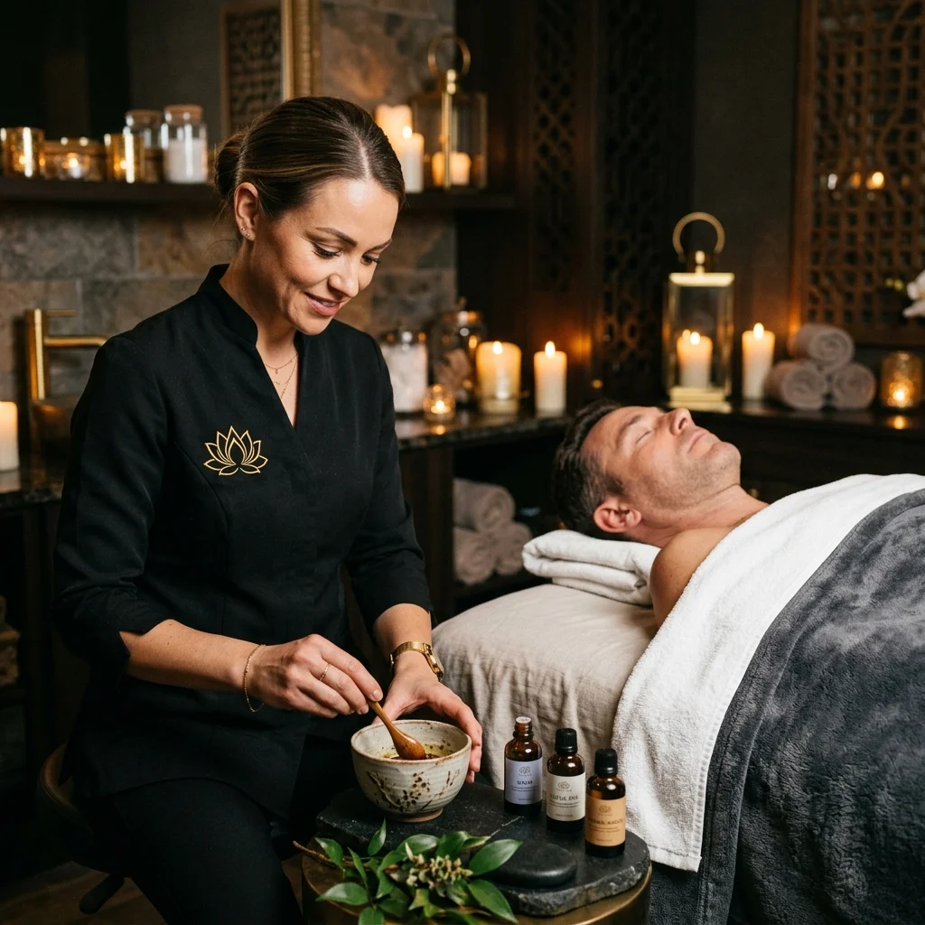 Essential oils and candlelight relaxation detail